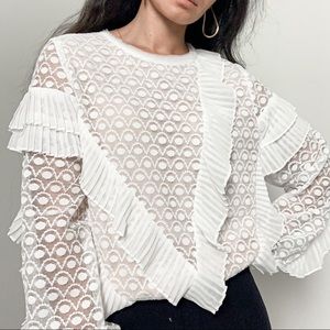 lace and frills asymmetrical blouse